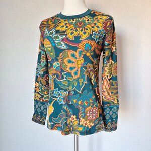 NWoT Sundance Roseanne Floral Thermal Waffle Knit Top Crewneck Long Sleeve